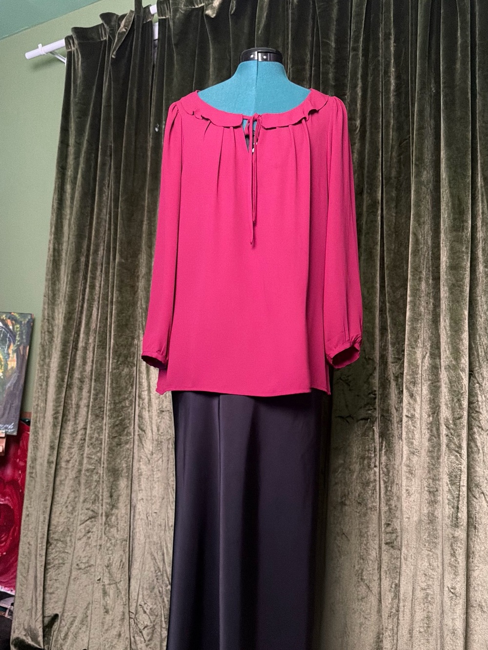 LOFT Fuchsia Long-Sleeve Blouse